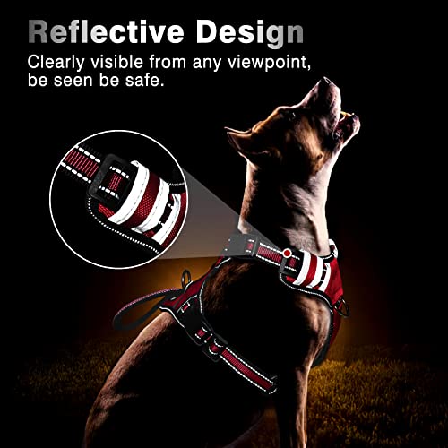 Service Dog Vest No Pull Dog Harness with 7 Dog Patches (X-Large / Red)