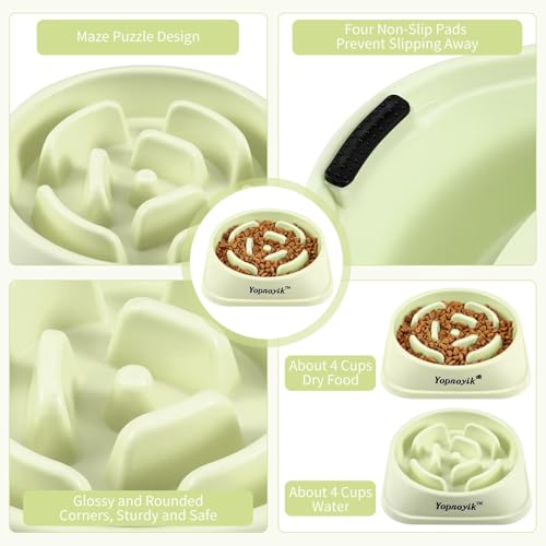 Slow Feeder Dog Bowls for Large Dogs (Large / Green)