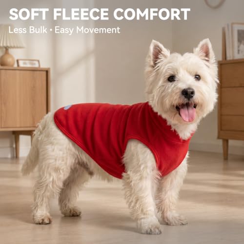 2 Pack Fleece Dog Sweater Pullover Lightweight Reflective Jacket (Medium / Red & Buffalo Plaid)