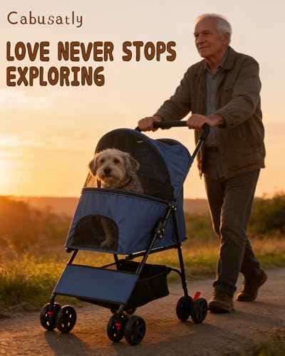 Pet Stroller for Small Dogs Cats (BLUE)