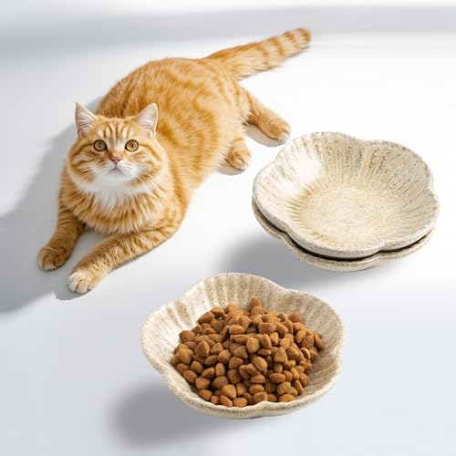 Ceramic Cat Food Bowls (camel / 4.72in)