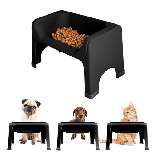 Elevated Dog Bowl for Food Minimize Neck Strain (Small to Medium / Black)