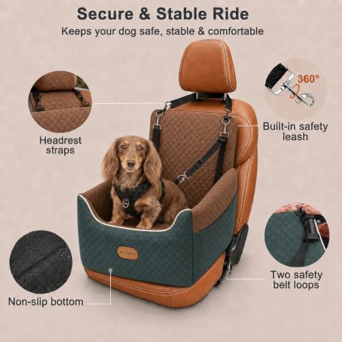 Dog Car Seat for Small (Green/Brown)