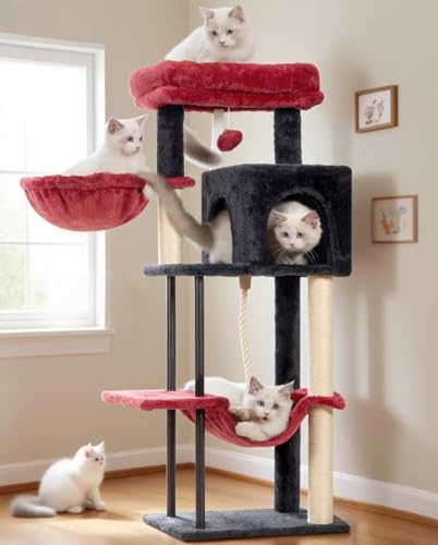 Cat Tree 43.3'' Cat Tower with Hammock for KittensGCT004SBR (43.3 inches / Black and red)