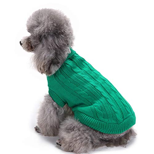 Dog Sweater Soft Warm Turtleneck Knitted Clothes for Small Medium Large Pet (Green / Medium)