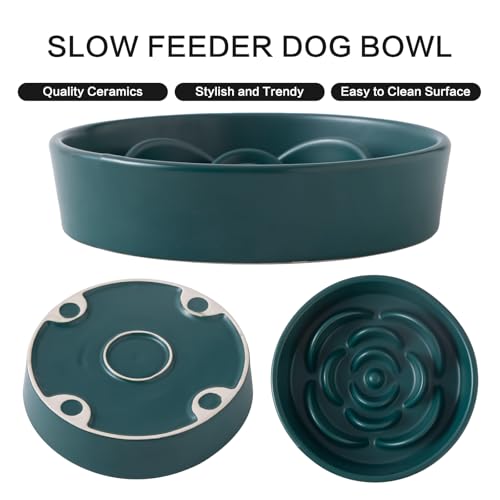 8.25'' Ceramic Slow Feeder Dog Bowls (8.25 inch / Green)