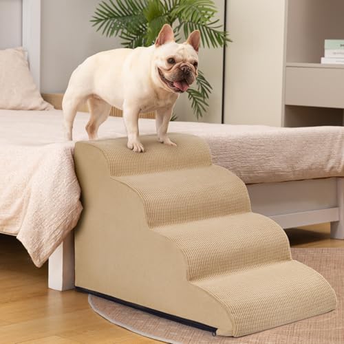 Dog Steps for Bed or Couch (Khaki / Standard 4-Step 17.4"H)