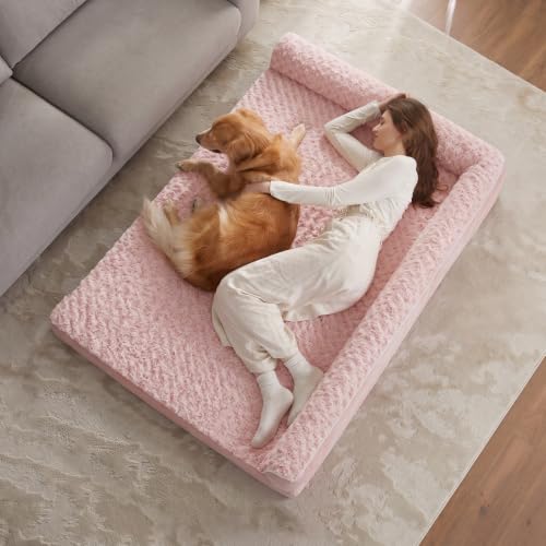 Orthopedic Washable Dog Bed (Pink / 61.0"l x 43.0"w x 7.5"th)
