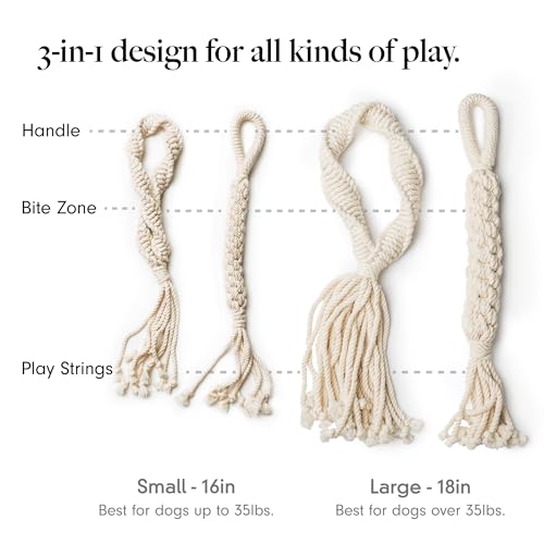 Natural Cotton Dog Rope Toy for Small & Medium Dogs (16 Inch)