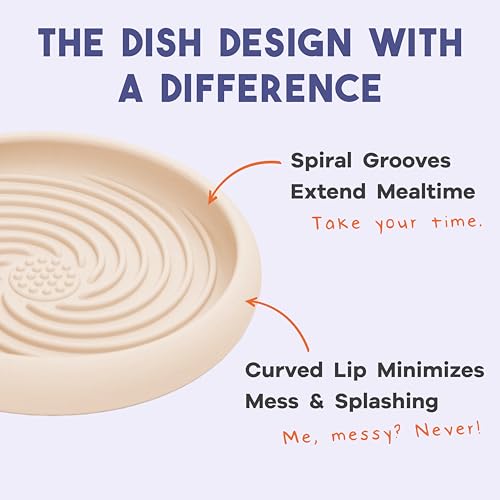 Lick Dish Silicone Lick Mat + Slow Feeder for Cats & Small Dogs (Almond / Small)