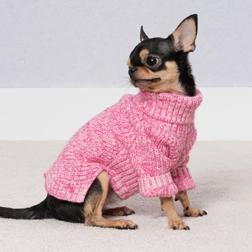 Knitted Turtleneck Dog Sweater (X-Large / Heather Pink)