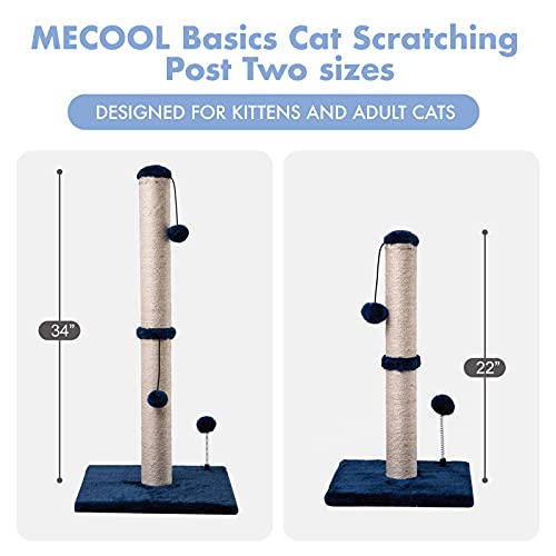 34“ Tall Cat Scratching Post Premium Basics Kitten Scratcher Sisal Scratch Posts Trees with Hanging Ball for Indoor Cats (34 inches for Adult Cats / Navy)