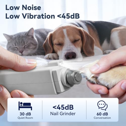 2-in-1 Quiet Electric Pet Nail Clipper & Grinder with Light for Dogs Cats (Gray) (Gray)