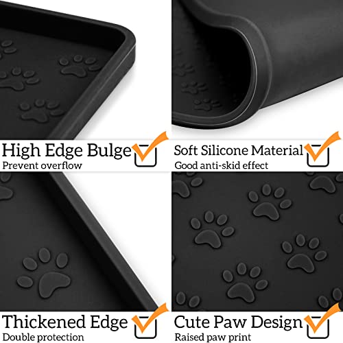 Pet Placemat for Dog and Cat (11.8"L x 11.8"W / Black)