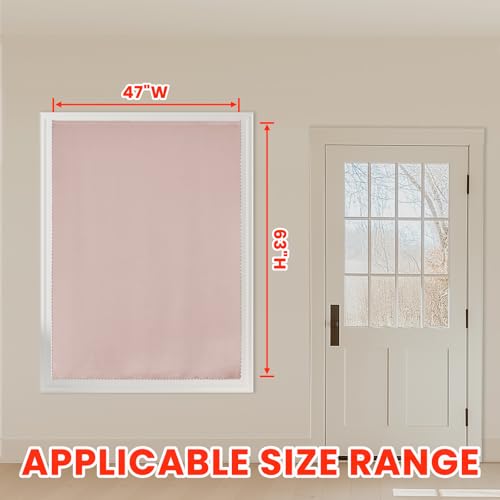 100% Window Blinds Blackout Portable Black Out Curtains Adhesive Curtains for Living Room No Drilling (Pink/ Thickened / 47"W x 63"L (Pack of 1))