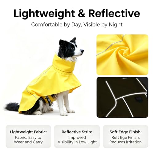 Dog Raincoat Adjustable Pet Water Proof Clothes Lightweight Rain Jacket with Strip Reflective (Small)