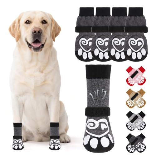 Dog Socks for Hot (Dark Grey / Large(4 Pack))