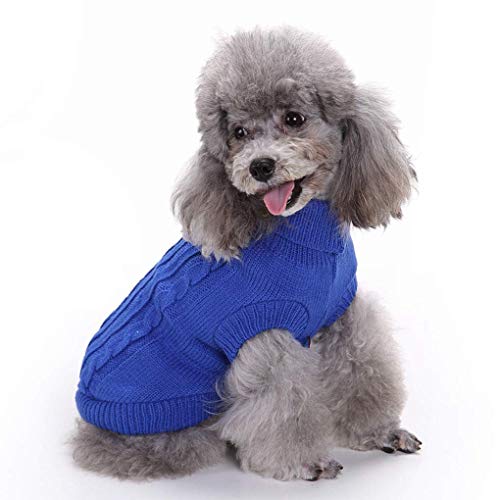 Dog Sweater Soft Warm Turtleneck Knitted Clothes for Small Medium Large Pet (Dark Blue / XX-Small)
