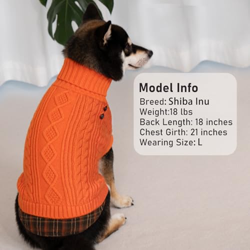 Dog Sweater for Small Medium Dogs Turtleneck Thick Knit Pullover (X-Large (19-27lbs) / 7# Orange)