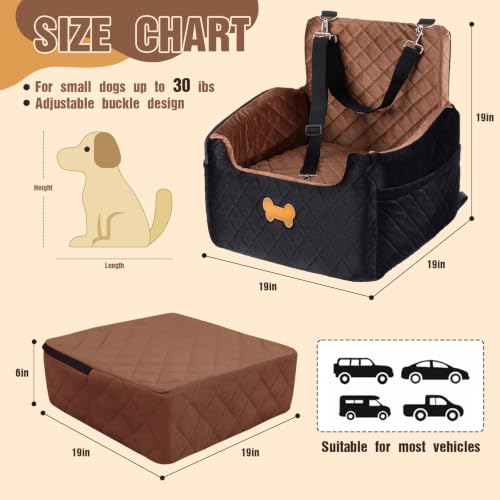 Dog Car Seat for Small Dogs (Brown/Black / Medium)