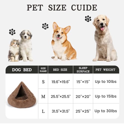 Calming Donut Dog Bed (Khaki / Medium 25.5''x25.5''x9'')