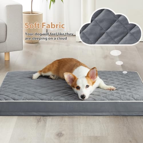 Orthopedic Waterproof Extra Large Senior Dogs Bed for Comfy Sleep (Grey / 42"L x 30"W x 4"Th)