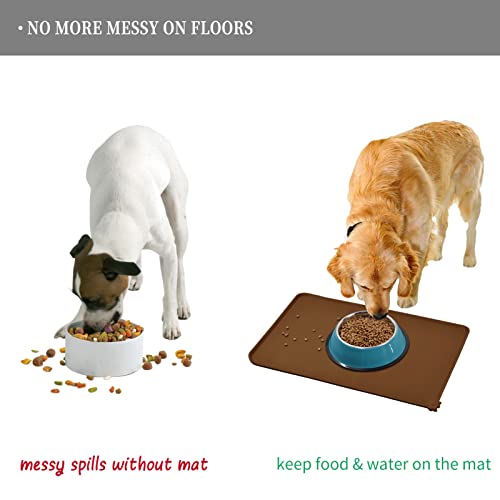 Silicone Pet Feeding Mat (Brown / 32" x 24")