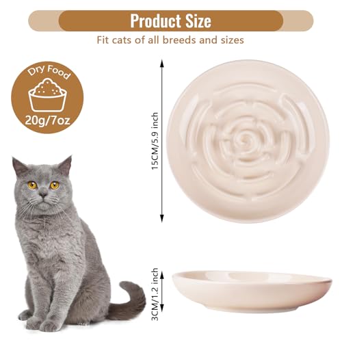 Slow Feeder Cat Bowl Set of 2 (apricot)
