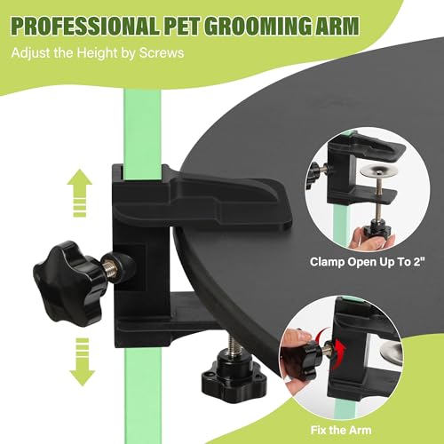 Dog Grooming Arm with Pet Grooming Hammock (Green)