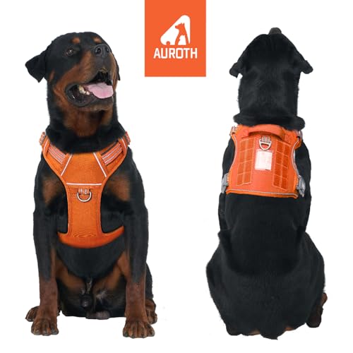 Dog Harness for Large Dogs (Orange / L(Neck:18-29",Chest:24-37"),45-80 lbs)