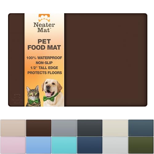 Neater Mat Pet Mats for Food and Water (32"L x 24"W / Brown)