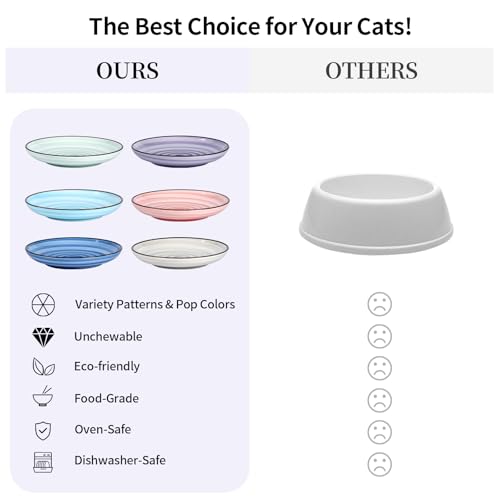 6 Inch Ceramic Cat Bowls (6 Inch, Set of 6 / Gradient Color)