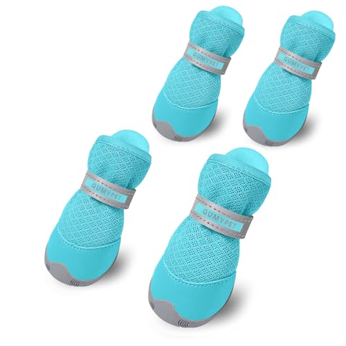 Dog Shoes for Small Dogs Hot Pavement Puppy Dog Boots & Paw Protectors (Blue / size 1: 1.29"x0.98"(L*W))