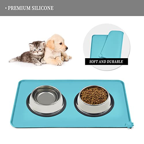 Silicone Pet Feeding Mat (Turquoise / 32" x 24")