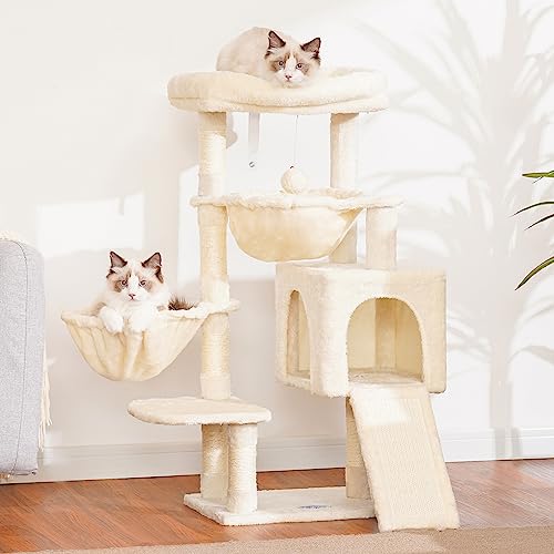 Cat Tree Tower with Large Bed (35.4 inch / Beige)