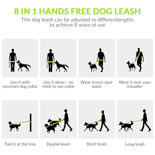 8.2ft Hands Free Dog Leash (Green)