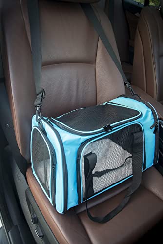 Soft Sided Carrier for Small Medium Cats Dogs (17.0"L x 11.0"W x 11.0"H / Blue)