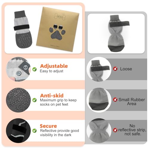 Dog Socks Shoes for Hot Pavement to Prevent Licking Paws (Reflective Gray / Large (Paw Width: 3"))
