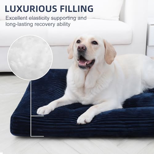 Washable Dog Crate Bed Kennel Mat for Large Dogs (Blue / 41.0"L x 27.0"W x 3.5"Th)
