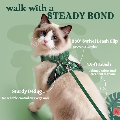 Cat Harness and Leash Set (M / Rainforest Green)