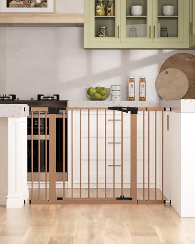 29.7" 46" Baby Gate for Stairs (Brown / 29.7-46"Wide,30"Tall)