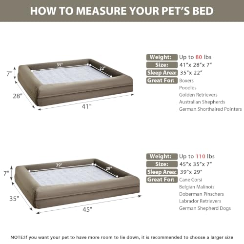 XL Extra Large Orthopedic for Senior Dog Bed Comfy Sleeping (Dark Green / X-L (41x28x7in))