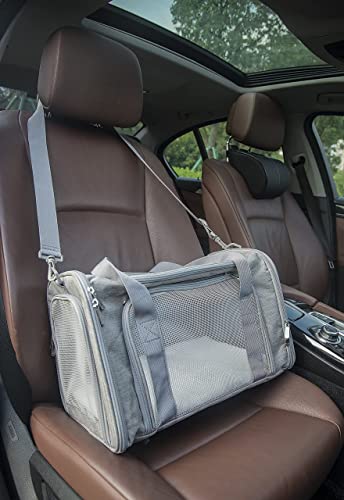 Soft Sided Carrier for Small Medium Cats Dogs (20.0"L x 13.0"W x 13.0"H / Grey)