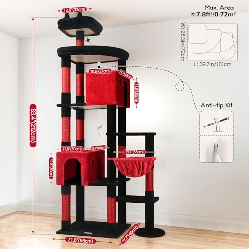 Gothic Giant Cat Tree for Indoor Large Cat (83inch / Blood-Gothic)