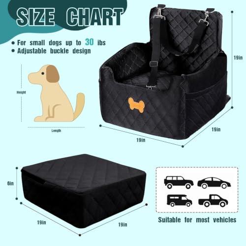 Dog Car Seat for Small Dogs (Black / Medium)