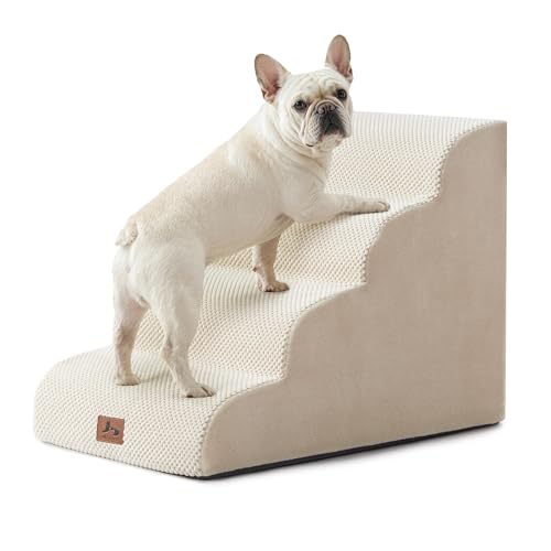Dog Stairs for Small Dogs 18” H (Beige / 24"D x 15"W x 18"H)