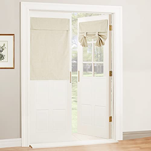 Natural Linen Textured French Door Window Curtains 100% Blackout (Beige / 30"W x 40"L (Pack of 1))