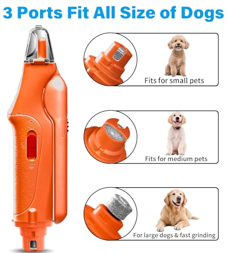 2 in 1 Dog Nail Clippers & Cat Nail Clippers Trimmers for Large Medium Small Dogs Cats Claw Trimmer Quick Sensor and Safety Guard USB Rechargeable Dogs Nail Trimmer with Catcher & 2 LED Lights (Orange)