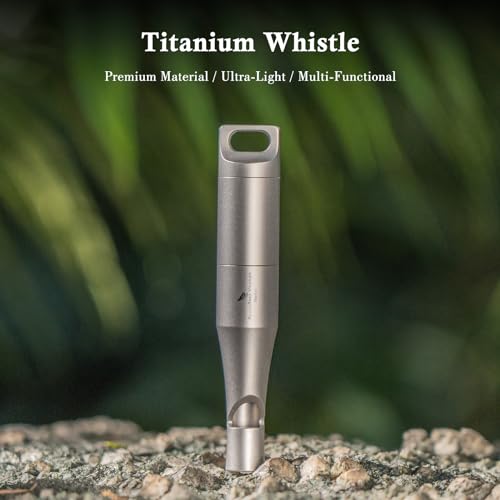 Titanium Whistle Emergency Survival Safety Whistles with Lanyard Loud for Outdoor Camping Hiking Coaches Training Sports Keychain Whistle (1 PCS - Ti9017)