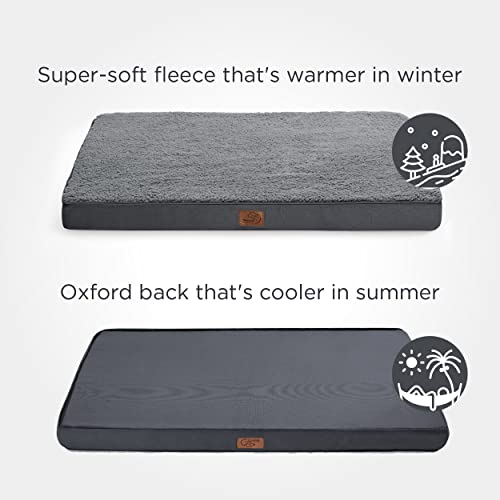 XL Dog Bed Extra Large Pet Bed with Comfy Sherpa (44"L x 32"W x 3"Th / Dark Grey)